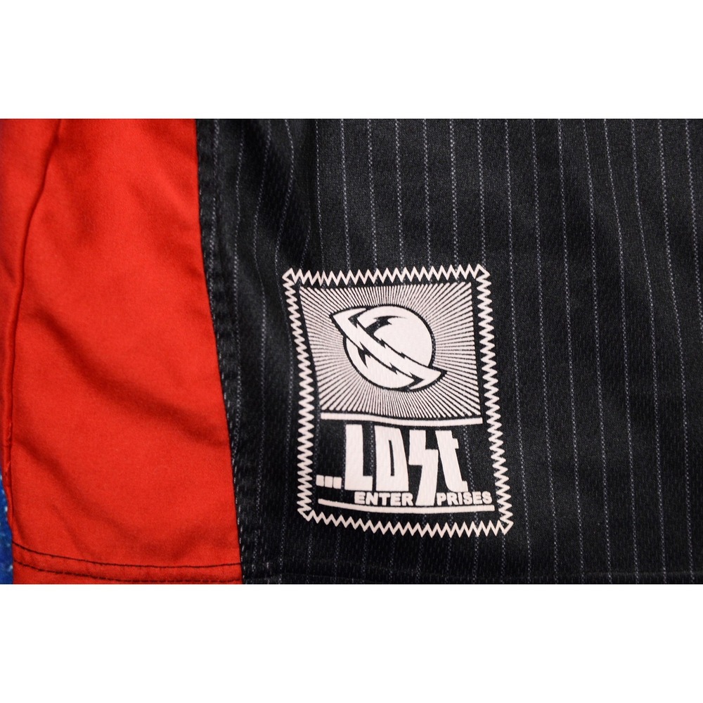 Vintage y2k Lost Jersey Tank Mens XL Black Red Pinstripe Basketball Sleeveless - Picture 2 of 8